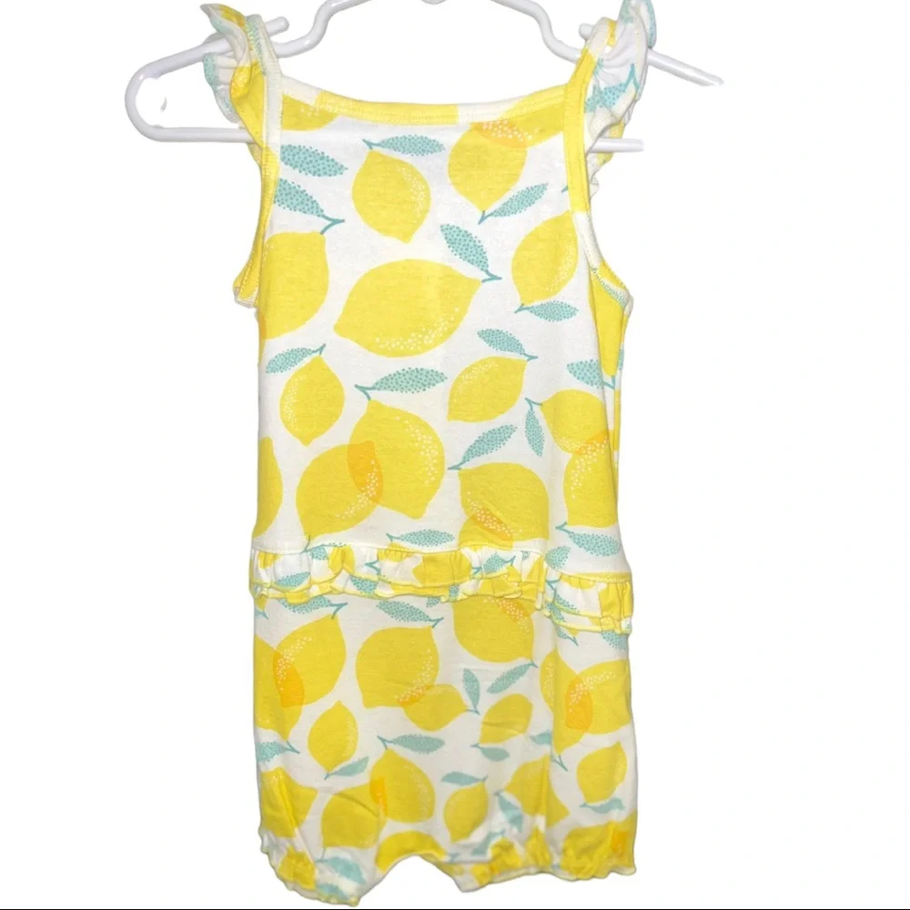 Childrens Yellow Lemon Print One-Piece Romper